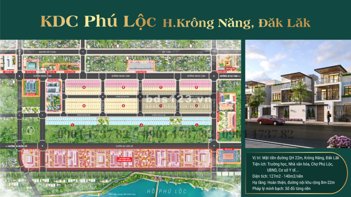 Bán đất nền Sổ đỏ KDC Phú Lộc ĐakLak - Giá đầu tư chỉ 900 triệu/140m²