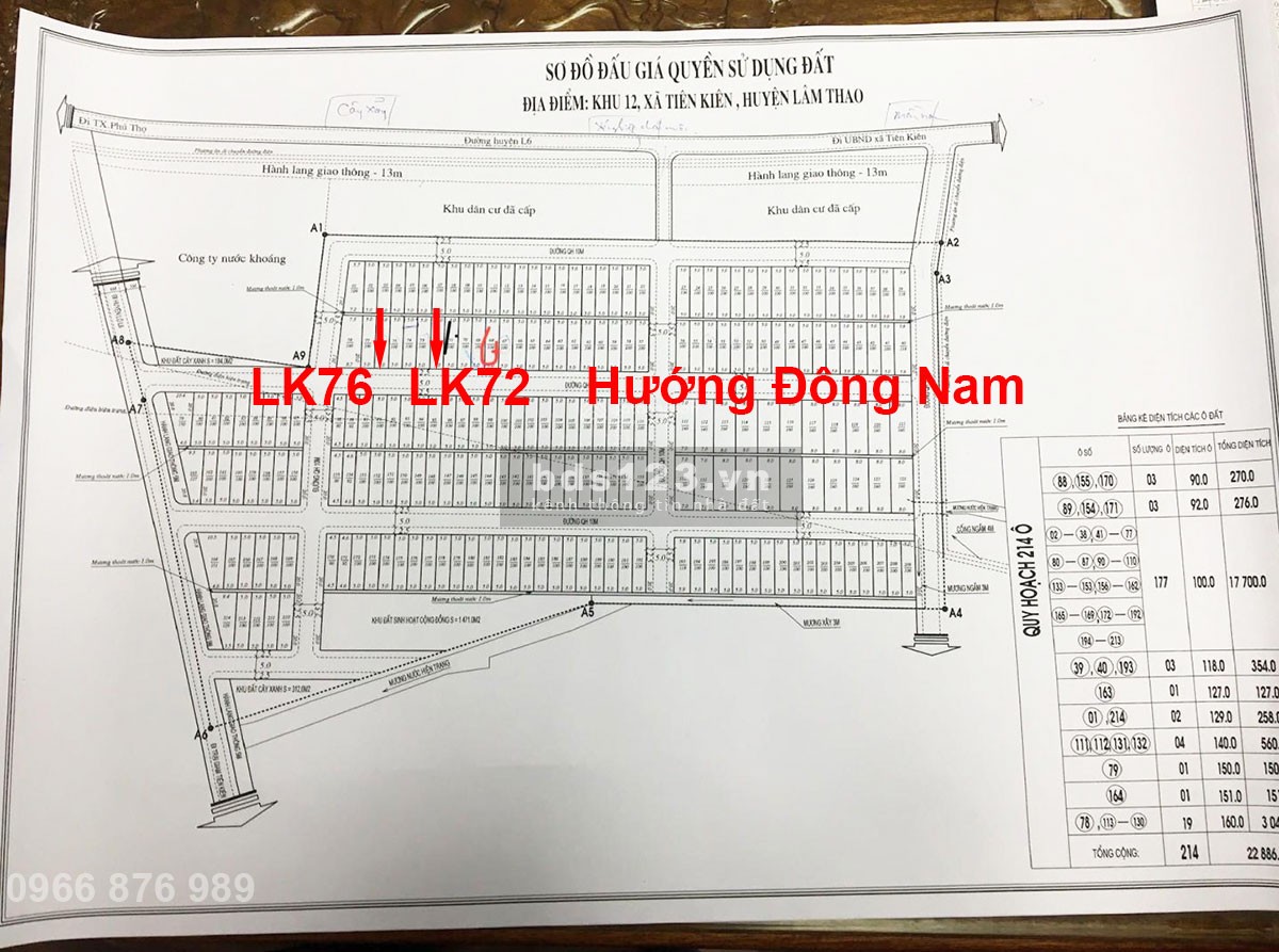 Chính chủ cần bán lô đất đấu giá khu 12 Tiên Kiên - Lâm Thao - Phú Thọ, đất đẹp sinh lời cao