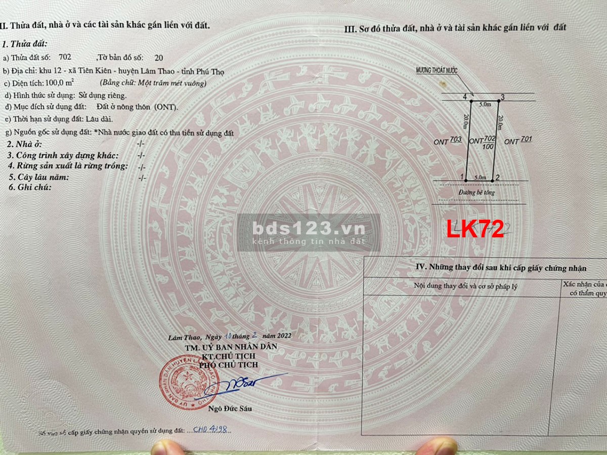 Chính chủ cần bán lô đất đấu giá khu 12 Tiên Kiên - Lâm Thao - Phú Thọ, đất đẹp sinh lời cao