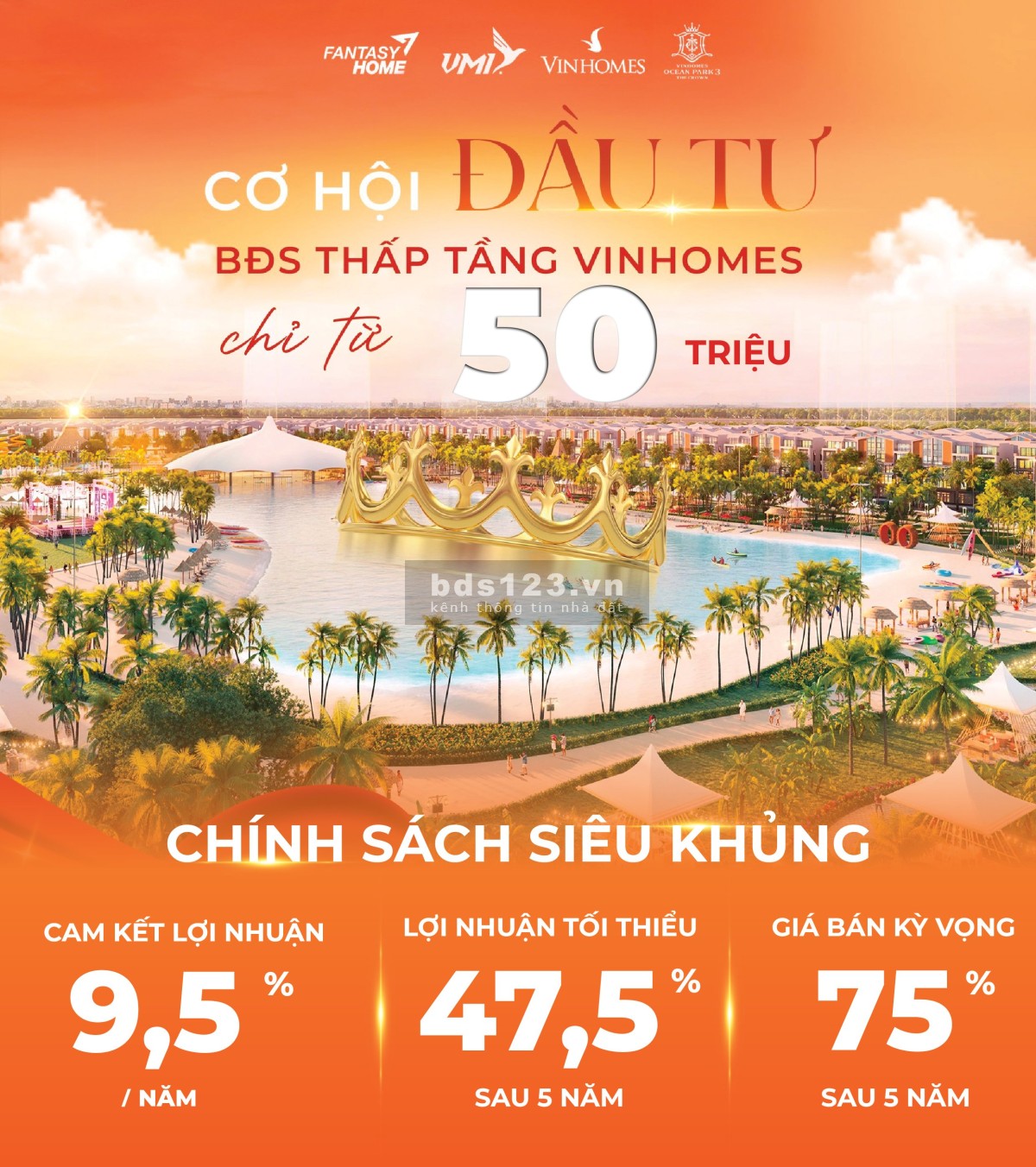 Đầu tư biệt thự, liền kề, shophouse The Crown Vinhomes Ocean Park 3 chỉ từ 50 Triệu