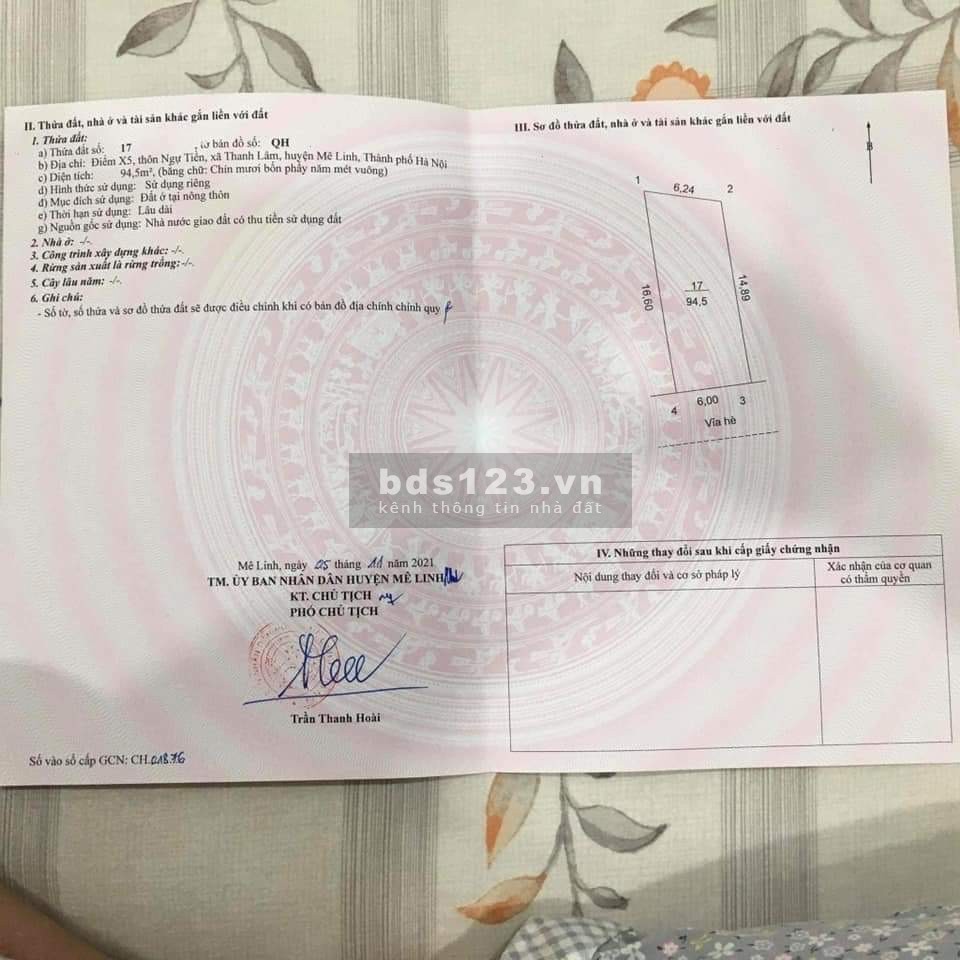 Bán đất Đấu Giá X5 Thanh Lâm Mê Linh, giá 32.5tr/m2, lợi nhuận x5