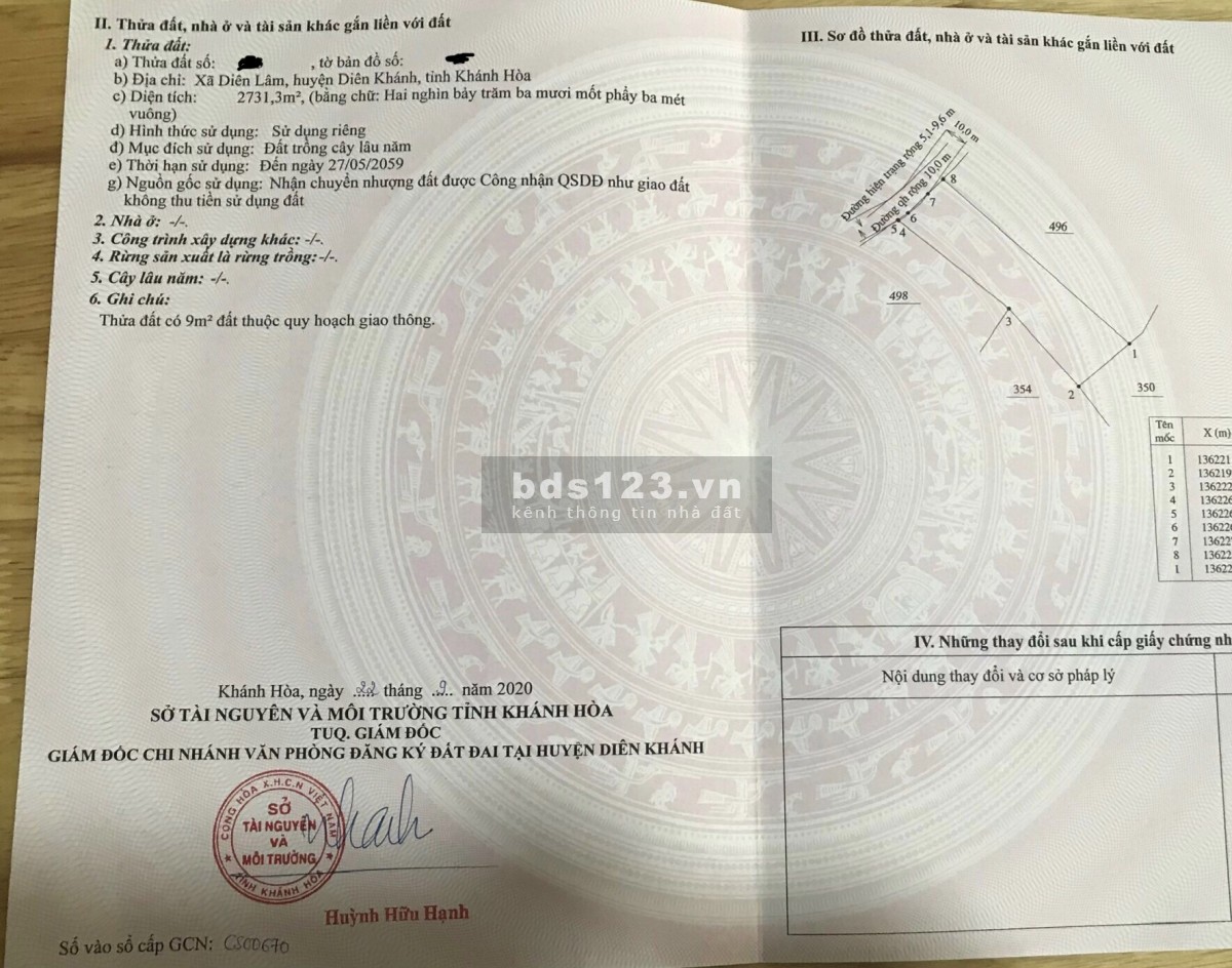 Bán 3 lô đất vườn liền kề xã Diên Lâm, huyện Diên Khanh, Khánh Hoà giá đầu tư tốt