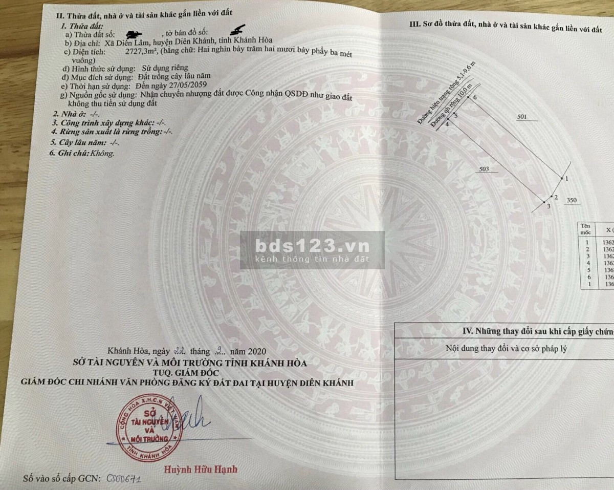 Bán 3 lô đất vườn liền kề xã Diên Lâm, huyện Diên Khanh, Khánh Hoà giá đầu tư tốt