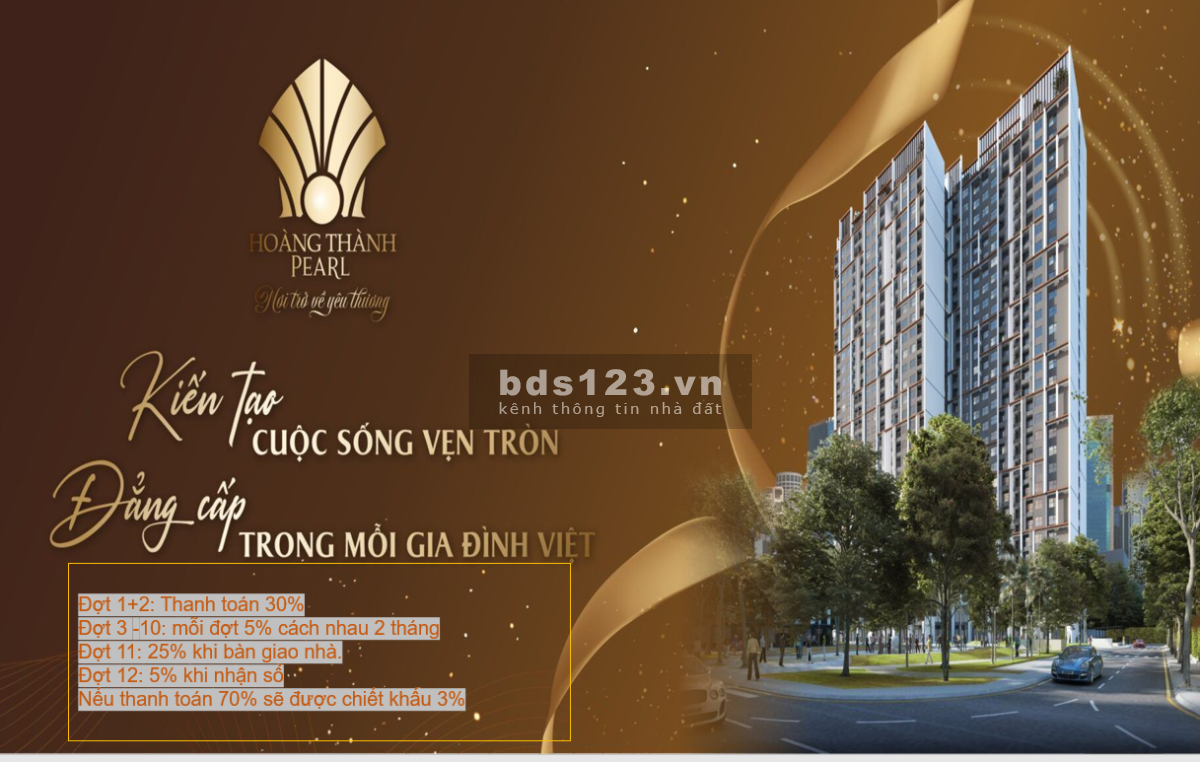 Hoàng Thành Pearl chỉ từ 1.1 tỷ kí HDMB, thanh toán 12 đợt tặng ngay 250 triệu