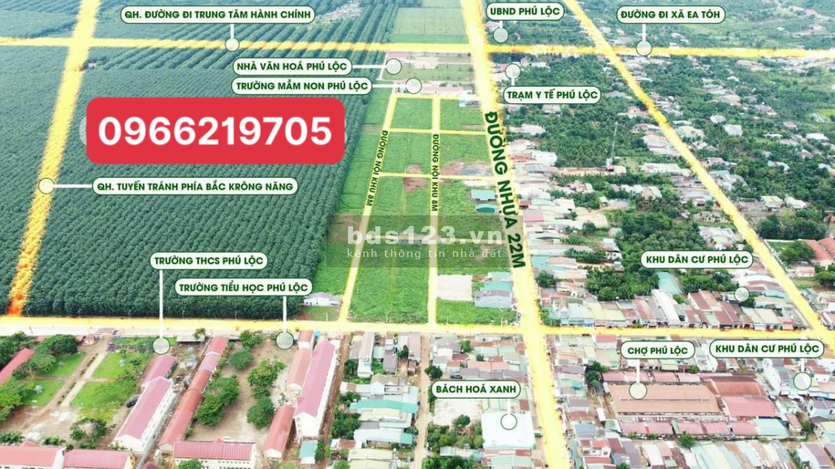 Đầu tư đón đầu trung tâm hành chính huyện mới Krông Năng với đất nền KDC Phú Lộc.