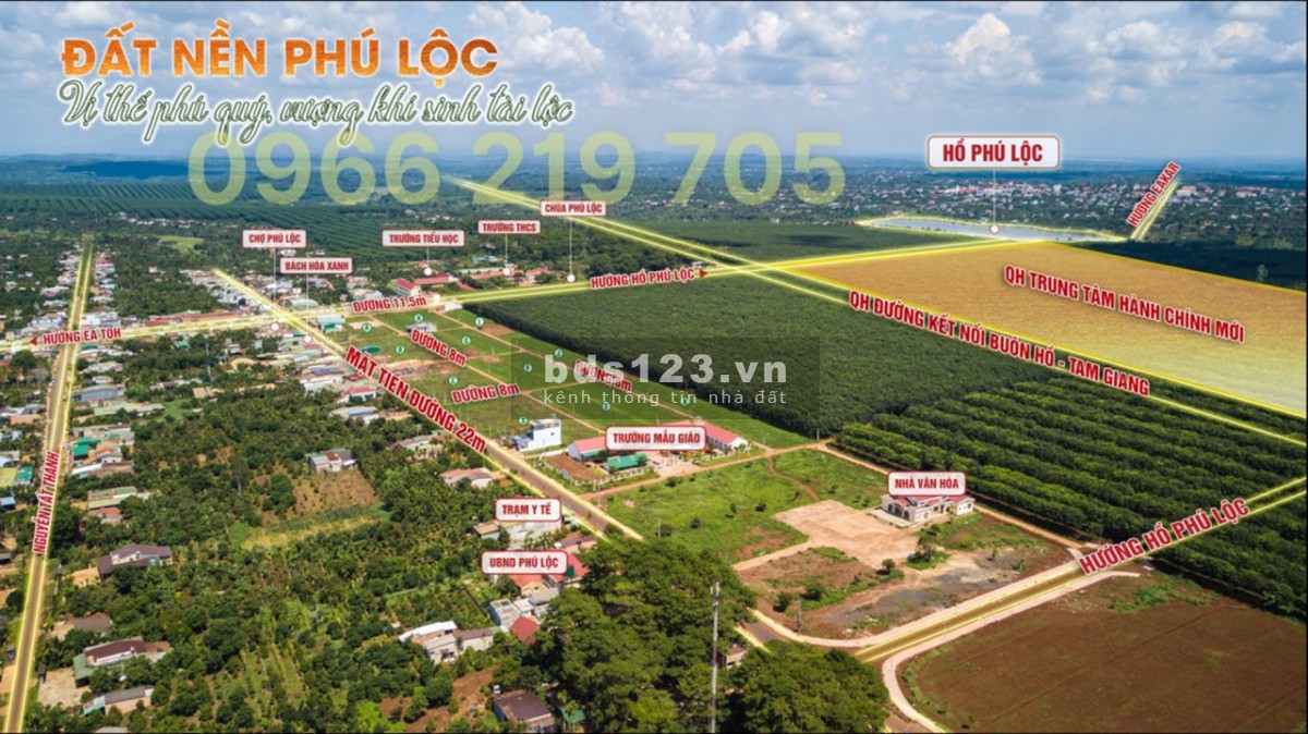 Đầu tư đón đầu trung tâm hành chính huyện mới Krông Năng với đất nền KDC Phú Lộc.