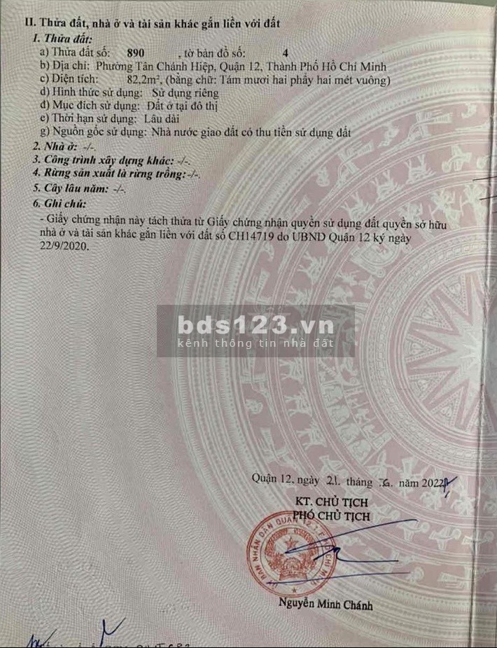 Bán đất thổ cư mặt tiền chợ Tân Chánh Hiệp 3 Quận 12 lh 0888781789
