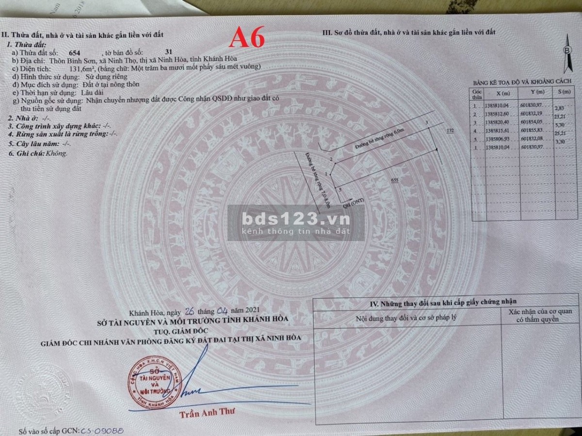 Chính chủ cần bán đất nền ngay biển Dốc Lết Nha Trang, sổ hồng riêng công chứng ngay trong ngày