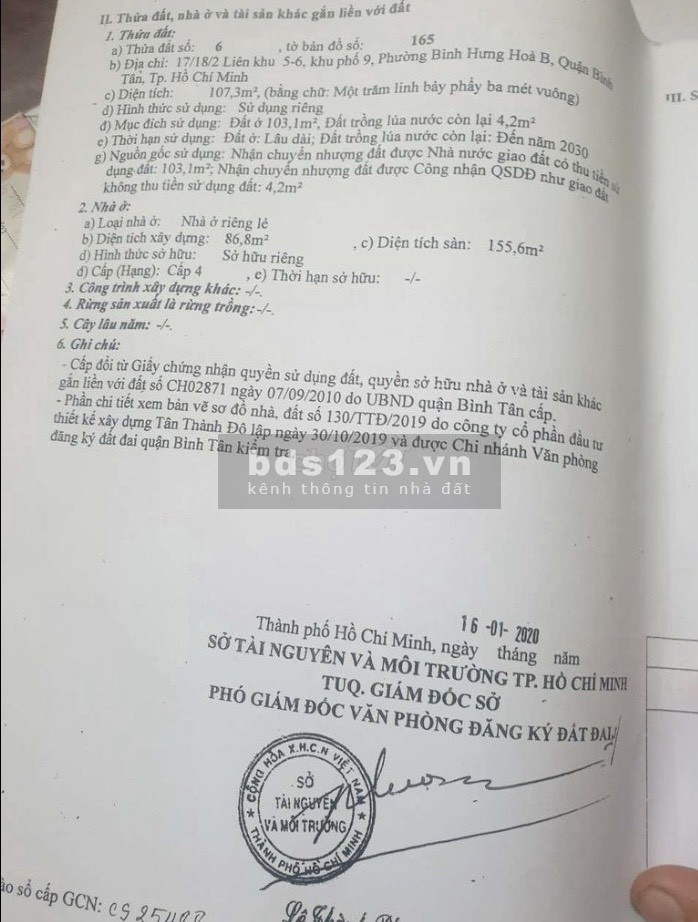 Bán nhà riêng hẻm xe hơi 6m số 17 Liên Khu 5 - 6 quận Bình Tân