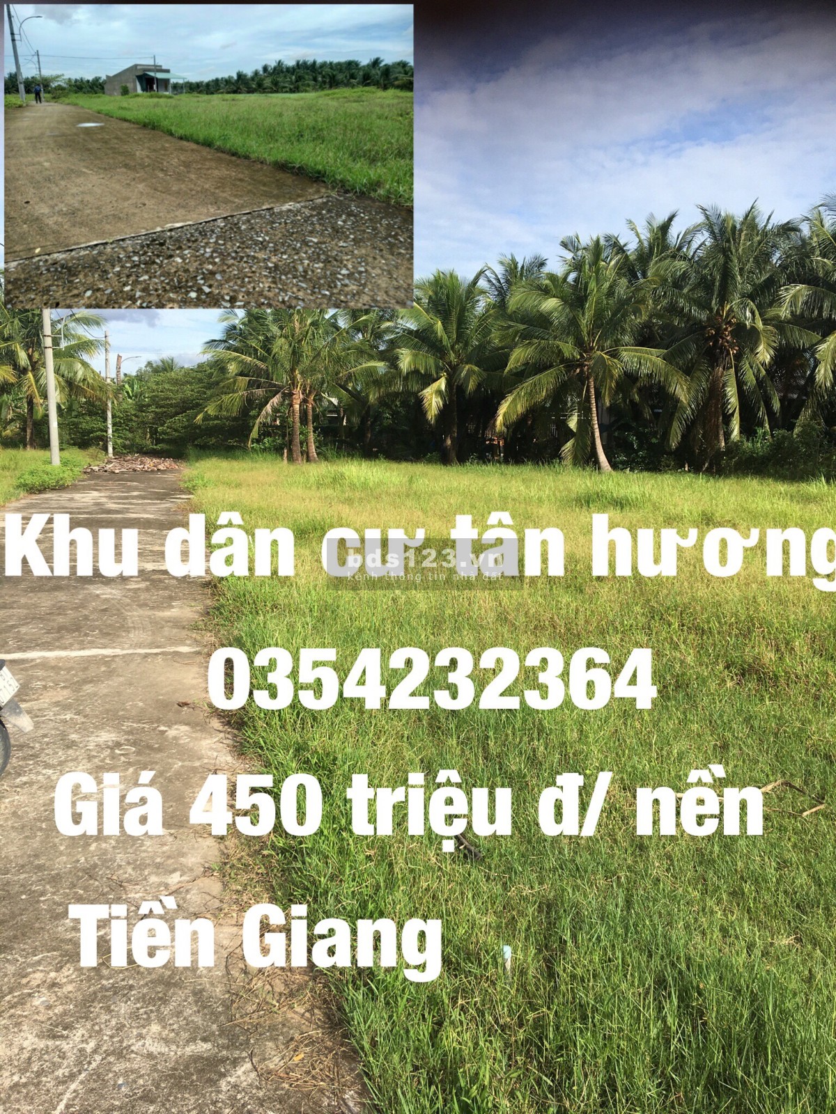 Bán đất khu dân cư Tân Hương, dt 100m2, 490tr, điện thoại 0354232364, đường đi rộng 3m