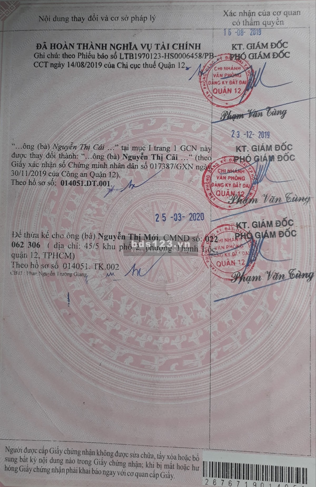 Bán đất chính chủ đường TL56, Q12 thổ cư 200m2
