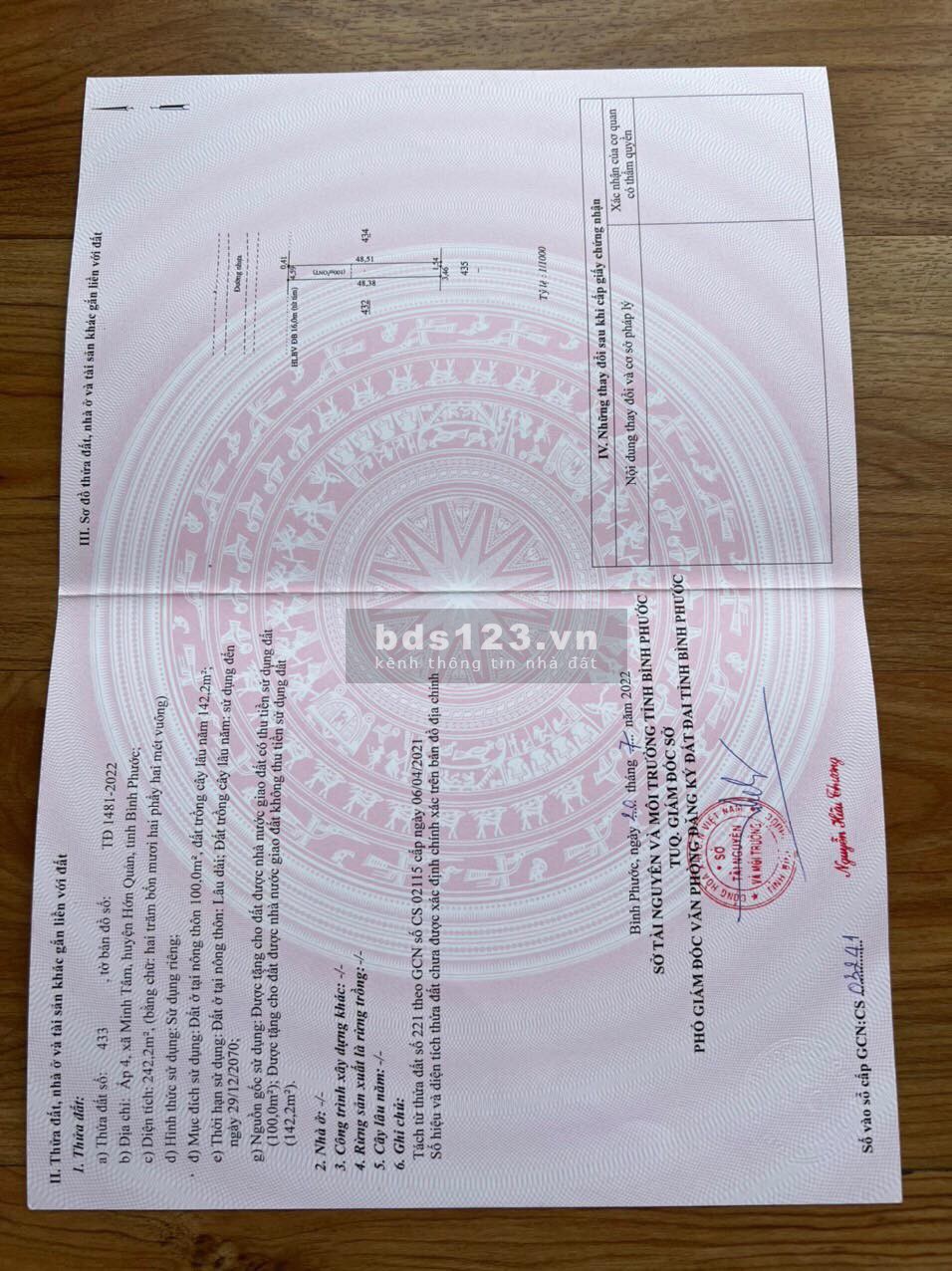 Bán lô đất tại Minh Tâm, Hớn Quản, Bình Phước, đã có sổ giá tốt