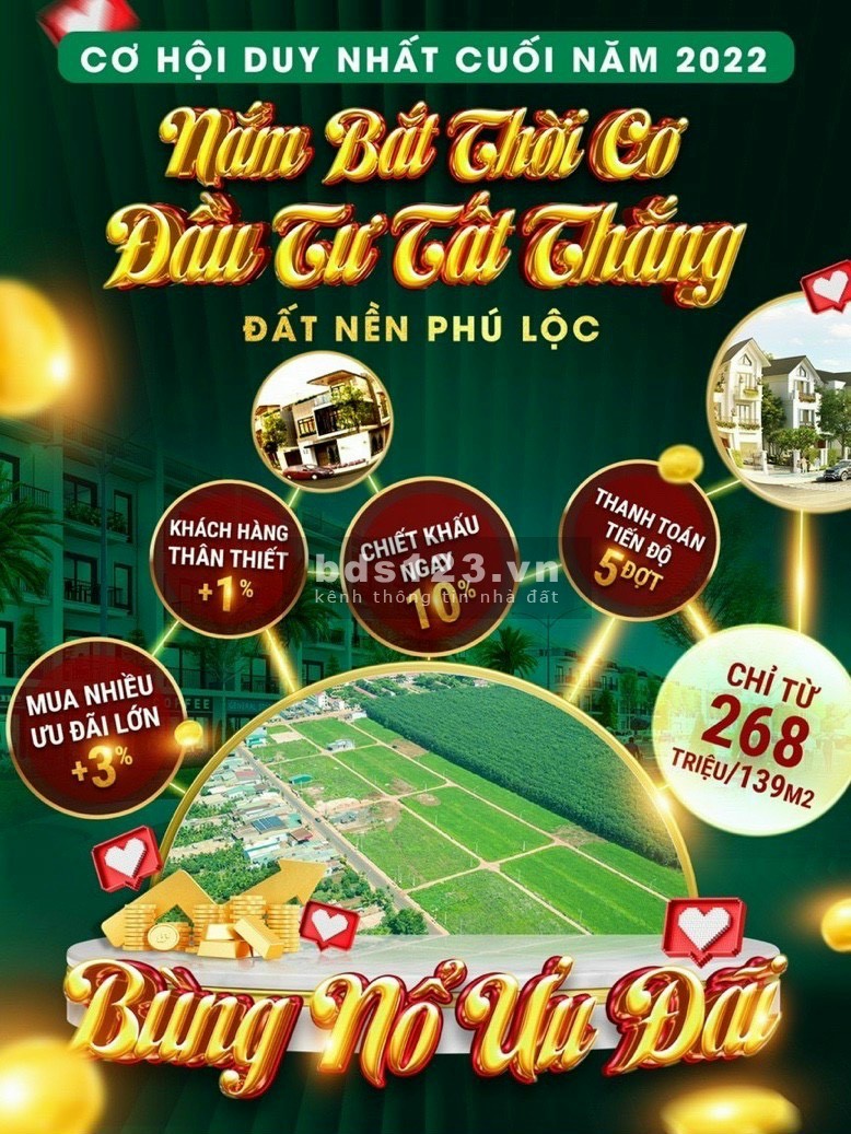 Kdc Phú Lộc Đak Lak chỉ từ 268tr/132m2 sổ sẵn Cơ hội X2, X3 năm 2023