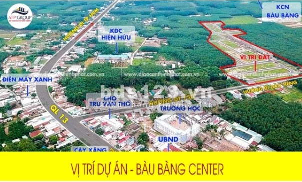 Bán đất Bàu Bàng Bình Dương 60m2 Sổ hồng thổ cư chính chủ Gía 650 triệu