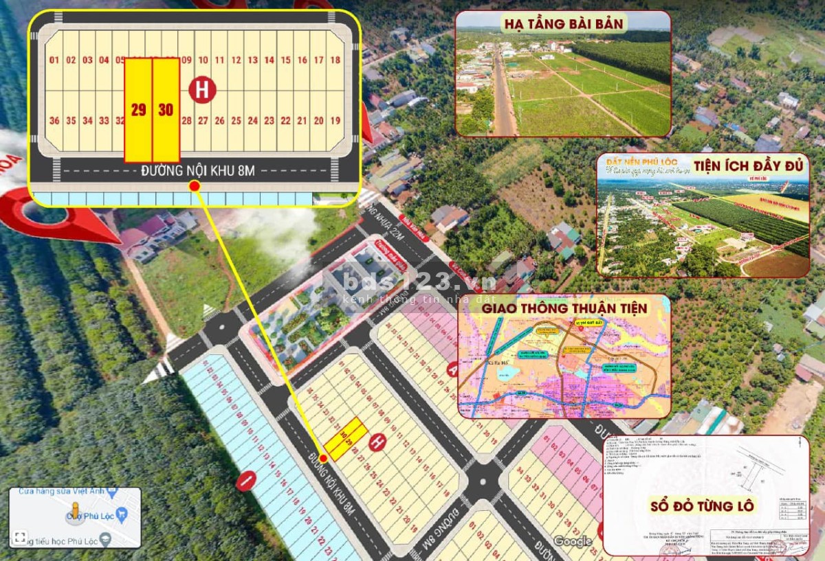 Cặp siêu phẩm H29, H30 Kdc Phú Lộc Đak Lak sổ sẵn 268tr/139m2