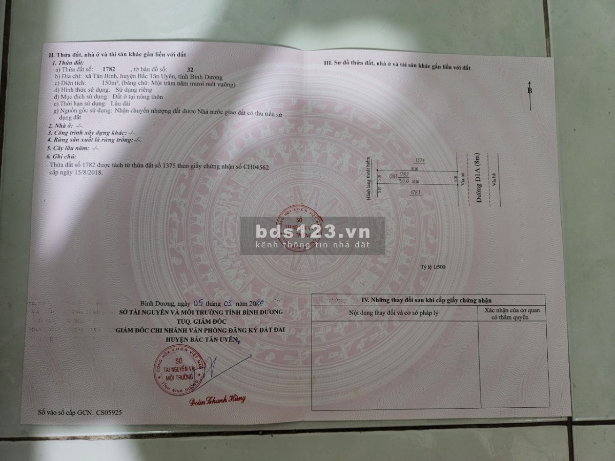 Chính chủ cần bán đất khu công nghiệp Visip 2, giá tốt lh 0983724104