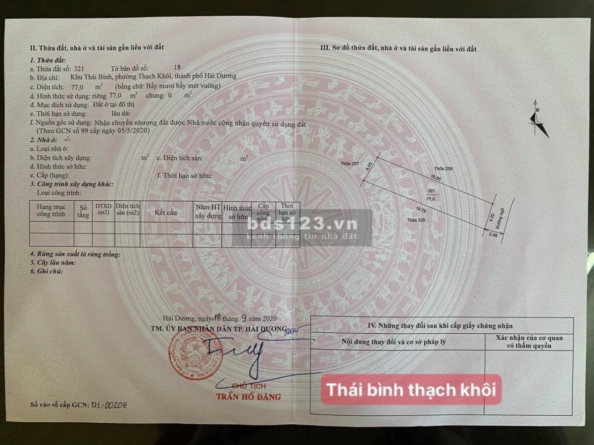 77m2 thổ cư khu Thái Bình - Thạch Khôi giá đầu tư sinh lời cao