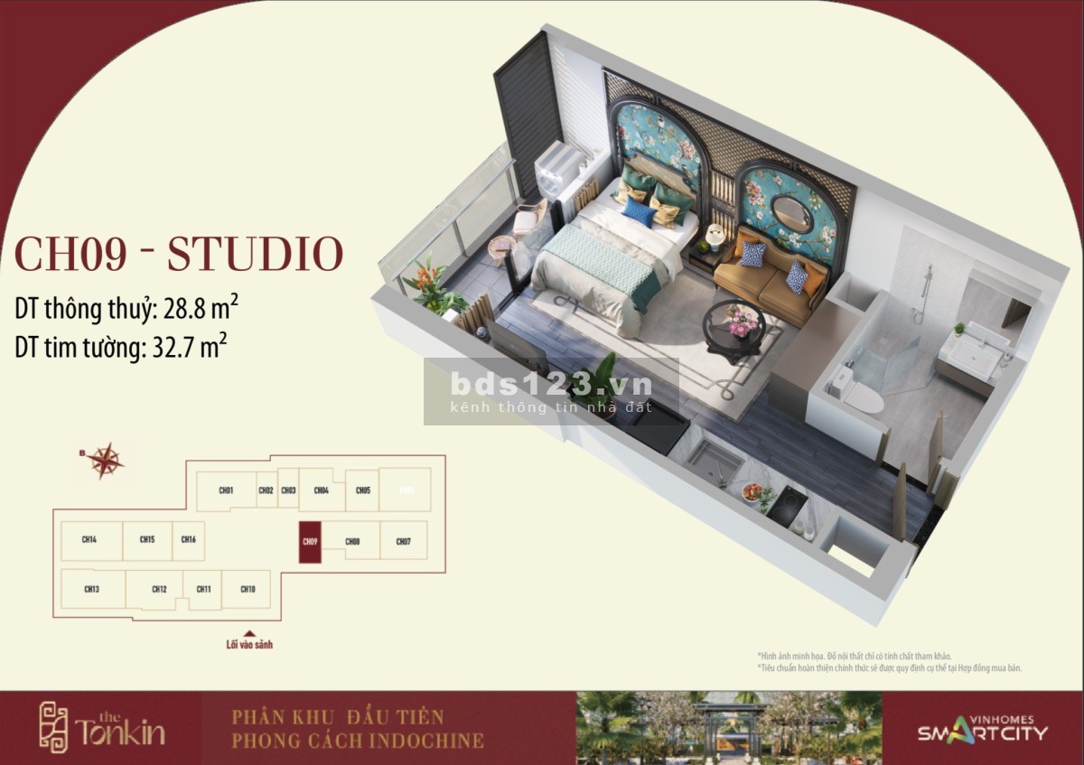 Căn hộ Studio 32,7m2 tòa TK2 view nội khu, full nội thất Vinhomes Smart City giá 1.48 Tỷ