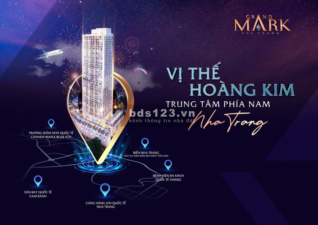 Bán Căn hộ cao cấp 5* 1~3PN (42~110m2) Grand Mark Nha Trang P.Phước Long, TP.Nha Trang