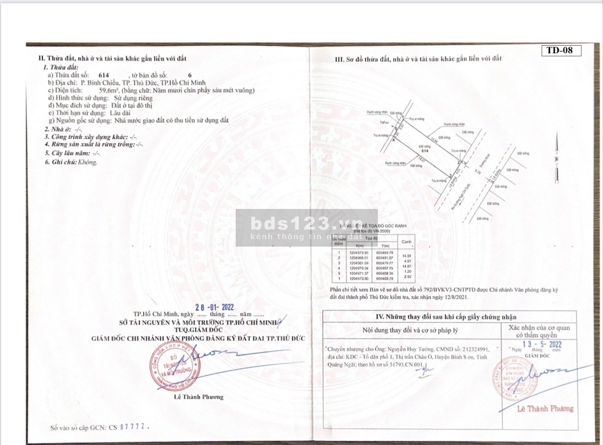 Đất nền full thổ cư, đường nhựa 8m, phường Bình Chiểu, Tp Thủ Đức giá chỉ từ 2,9 tỷ/nền.