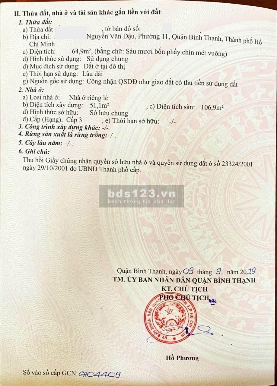 Cần tiền, bán gấp nhà Nguyễn Văn Đậu, P.11, Quận Bình Thạnh