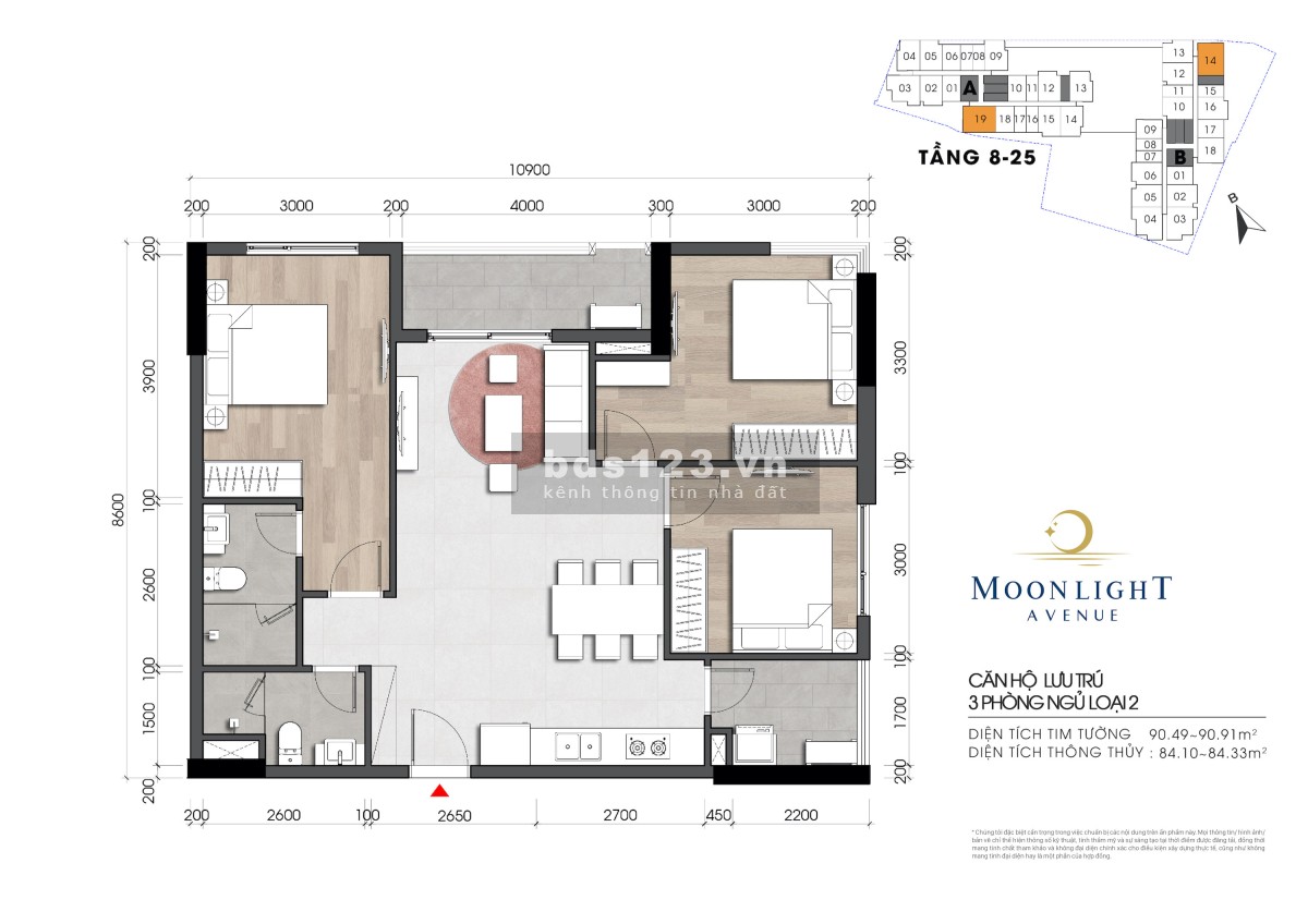 Căn hộ Moonlight Avenue ngay nhà ga Metro Bình Thái, 2 phòng ngủ 52m2, giá chỉ 1 tỷ 8