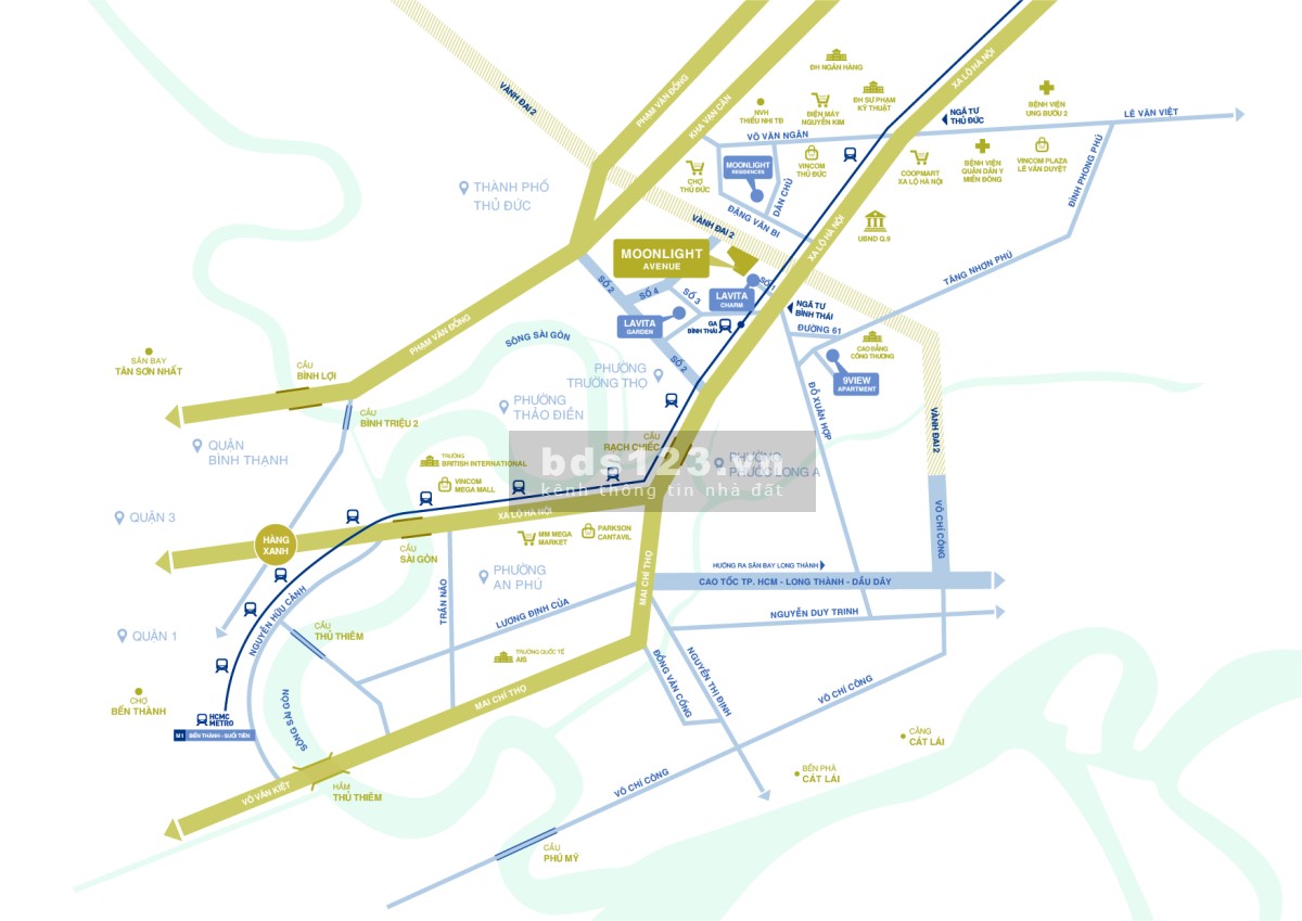 Căn hộ Moonlight Avenue ngay nhà ga Metro Bình Thái, 2 phòng ngủ 52m2, giá chỉ 1 tỷ 8