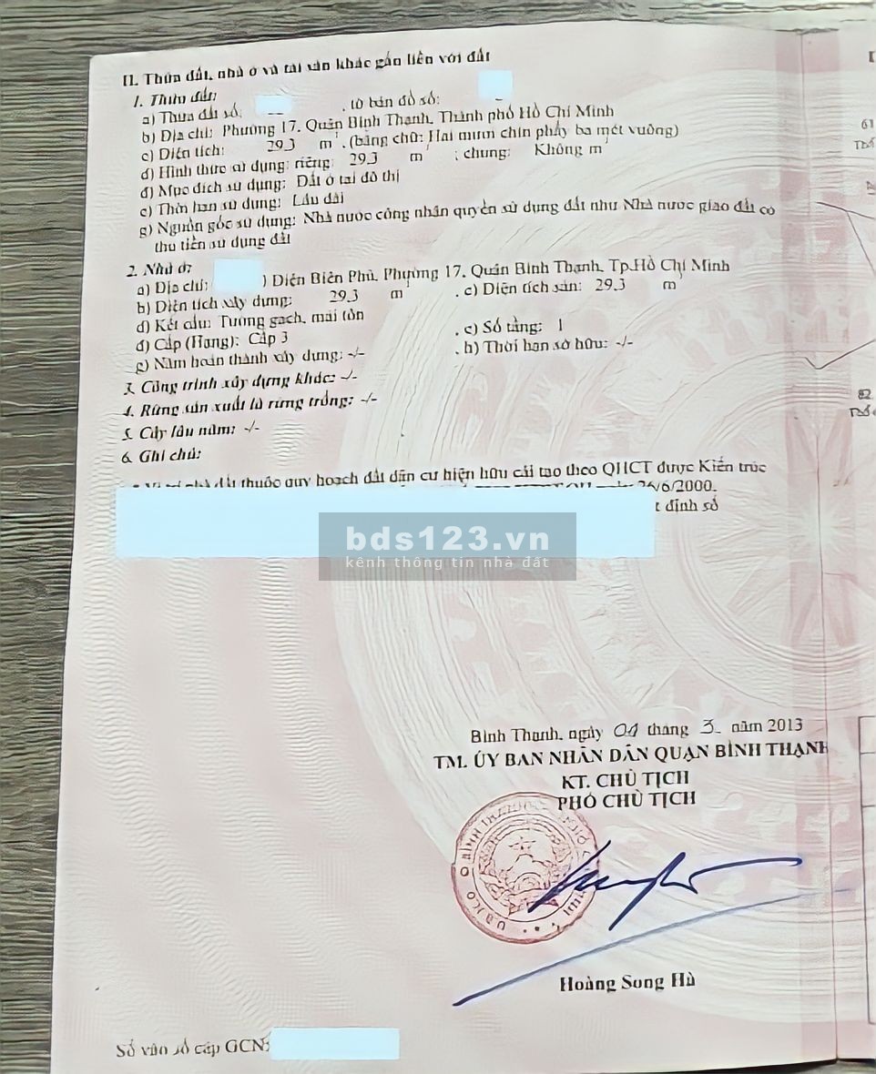 Bán gấp nhà hẻm chính chủ cuối năm tại Điện Biên Phủ, Bình Thạnh, SHR, giá 3,72 tỷ