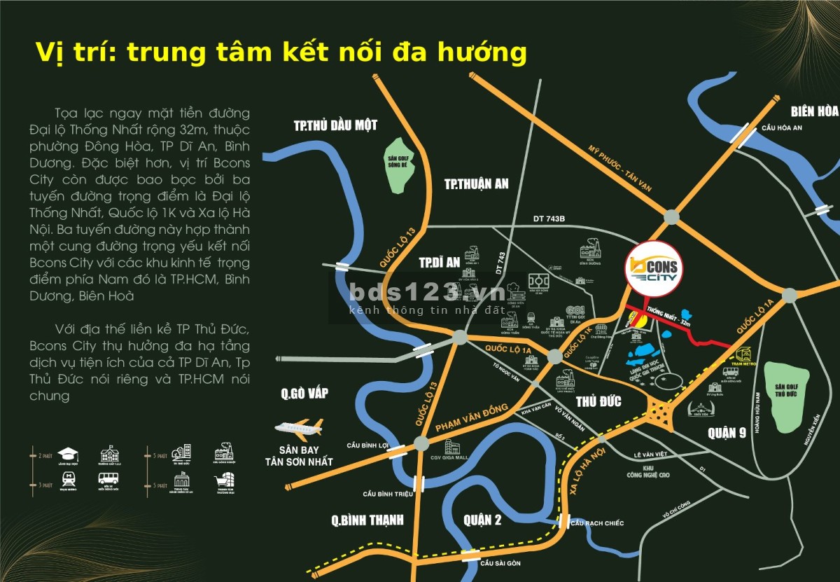 Căn hộ Bcons 2PN cạnh làng ĐHQG Tp. Thủ Đức giá gốc CĐT. Thanh toán 550TR Nhận Nhà