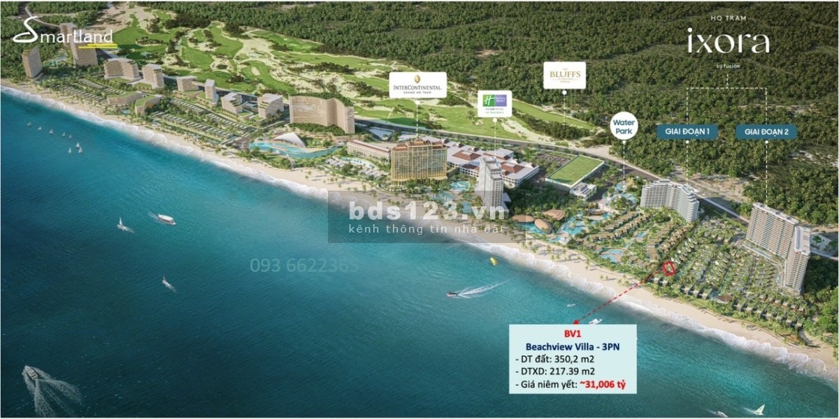 Bán biệt thự dự án Beach Villa Ixora Hồ Tràm view biển, lịch thanh toán trong vòng 2,5 năm