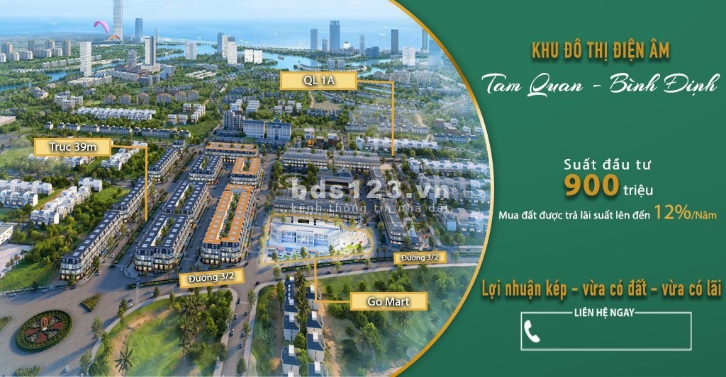 KĐT điện âm Tam Quan - Bình Định giá đầu tư chỉ tù 267tr. Lơi nhuận kép vừa có đất vừa có lãi