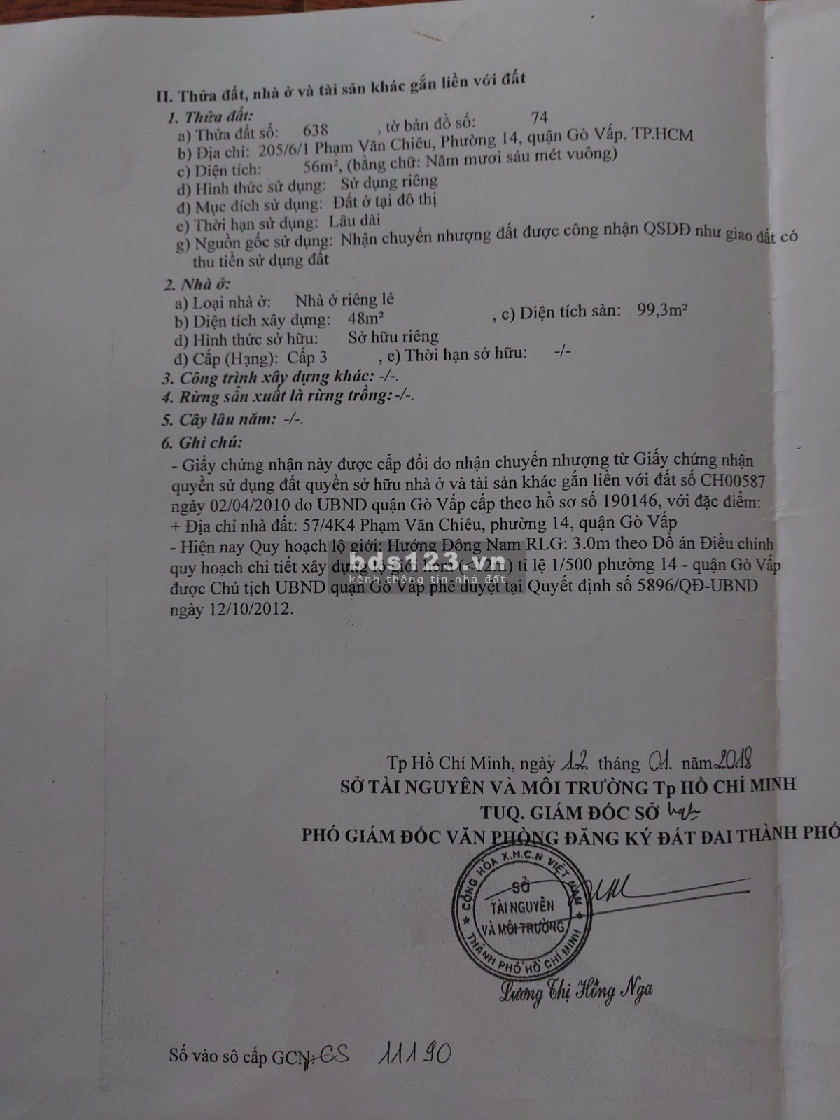 Chính chủ bán nhà 205/6/1 Phạm Văn Chiêu P14 Q.Gò Vấp