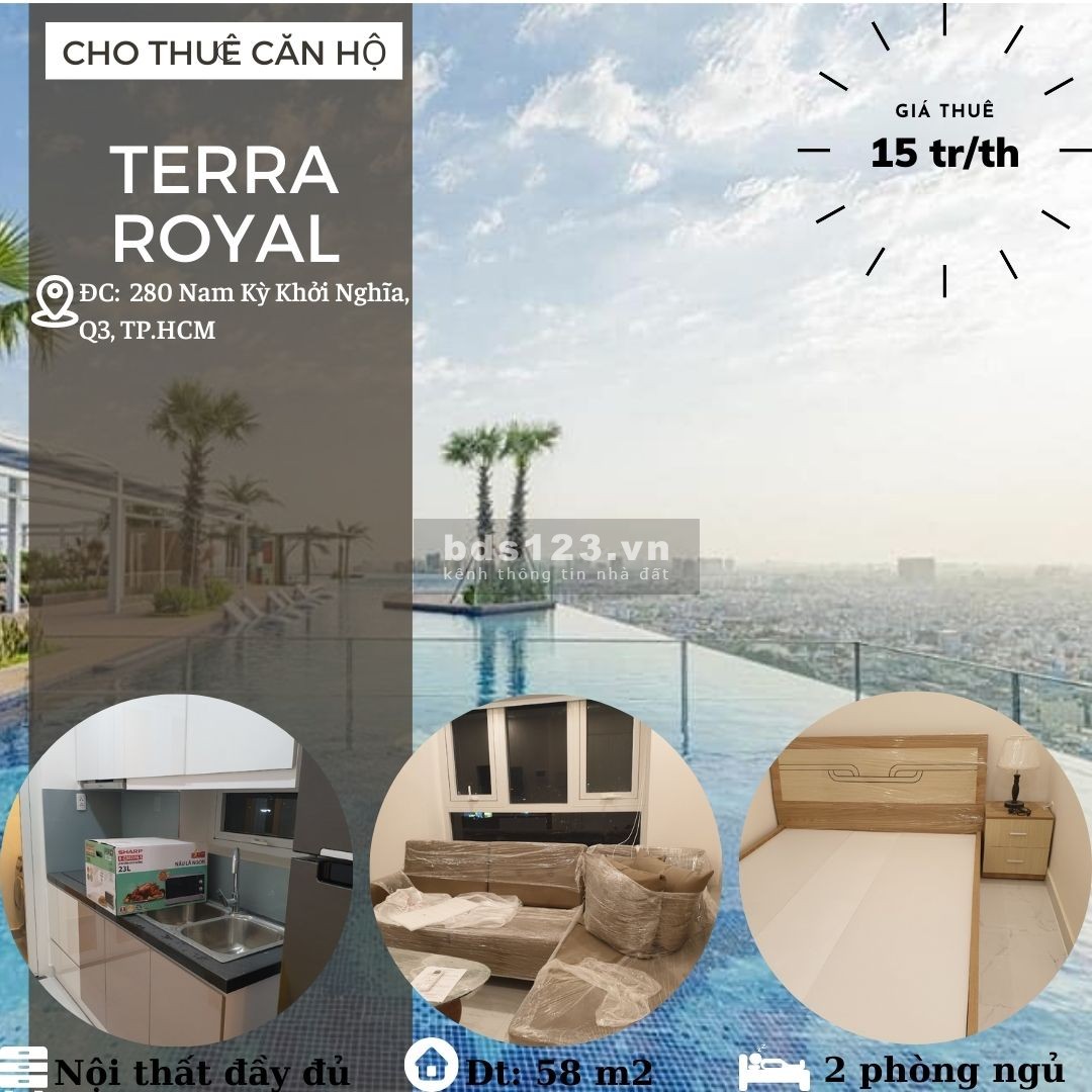 Cho thuê 2PN, Full nội thất Terra quận 3, 15 triệu/tháng