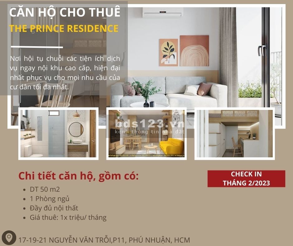 Cho thuê tại trung tâm Phú Nhuận- The Prince, 16tr/th
