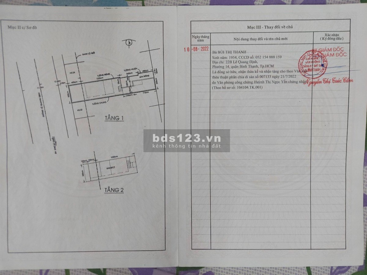 Bán nhà mặt tiền 22 Lê Quang Định gần chợ Bà Chiểu