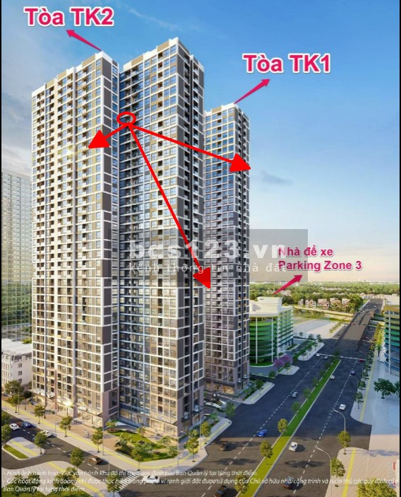 Bán căn hộ 1 PN, DT 45m² tòa TK2 sát nhà xe nổi Vinhomes Smart City giá 2,1 Tỷ