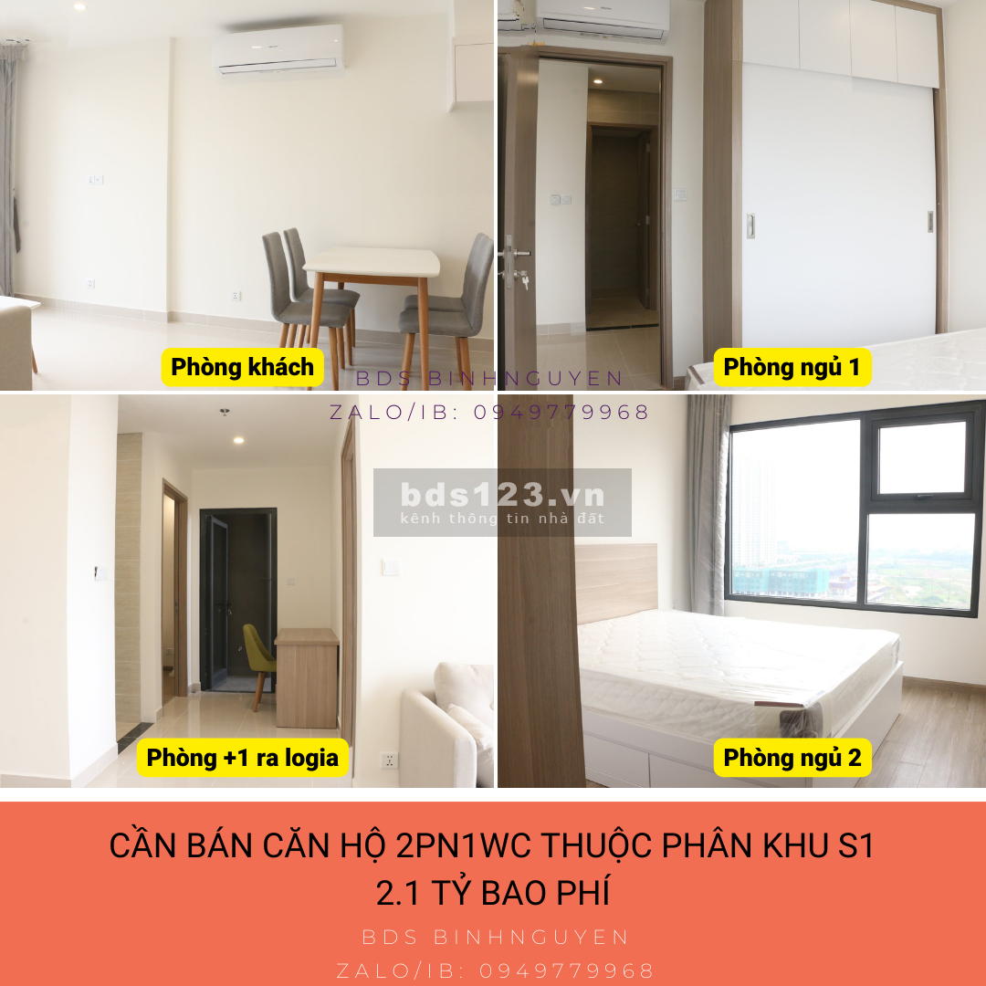 Bán căn hộ 2 PN 1 WC tòa S105 Vinhomes Smart City, tầng trung, hướng mát, giá tốt