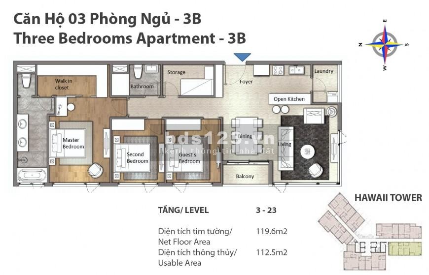 Cho thuê căn góc 3PN + 1, DT 124m², tại Đảo Kim Cương, LH em Tâm 0902.0506.43