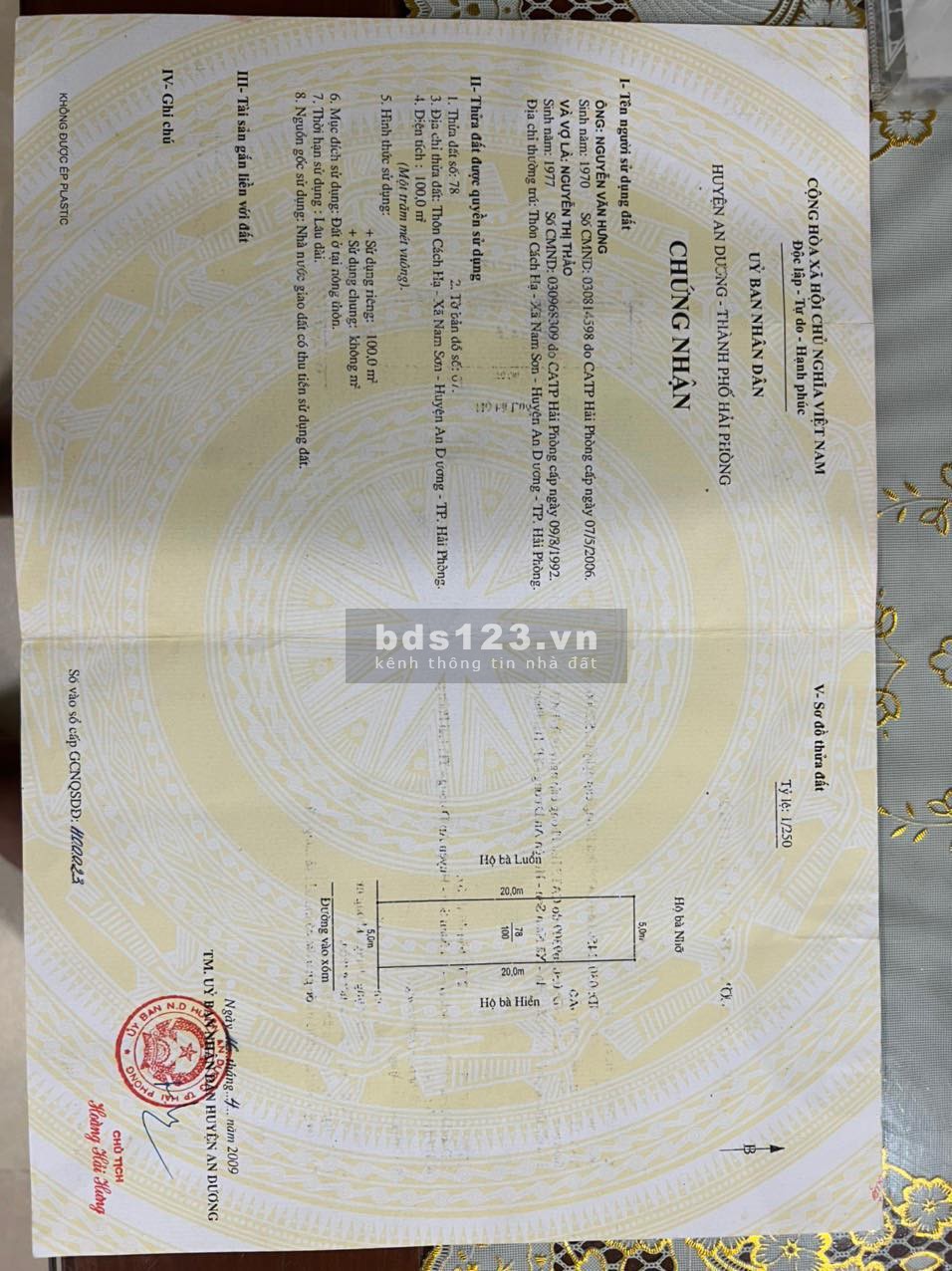 Bán đất Xã Nam Sơn, An Dương, Hải Phòng, đường 2 ô tô tránh nhau vô tư