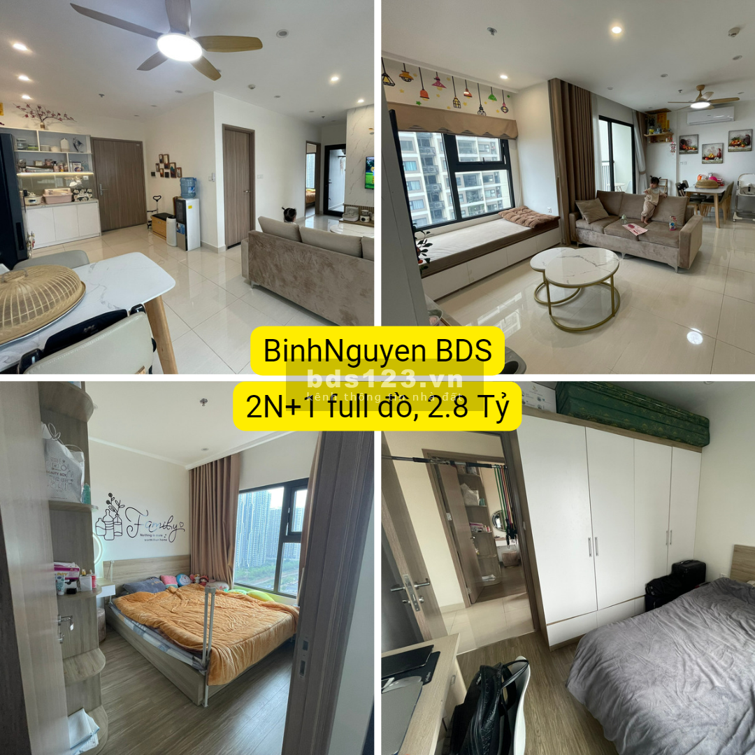 Bán căn hộ 2 phòng ngủ 1 đa năng, Full đồ xịn, 2.8 tỷ bao phí, Gần công viên 10.2ha