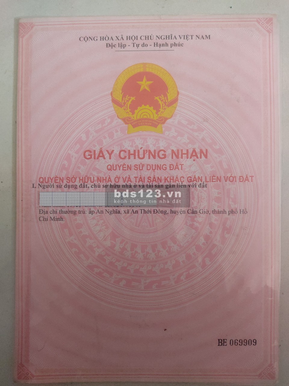 Bán đất trồng cây lâu năm MT Rừng Sác Ấp An Nghĩa xã An Thới Đông huyện Cần Giờ