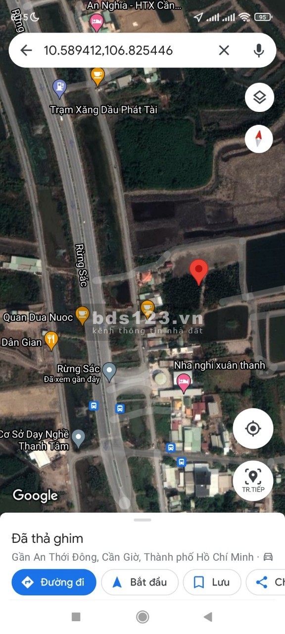 Bán đất trồng cây lâu năm MT Rừng Sác Ấp An Nghĩa xã An Thới Đông huyện Cần Giờ