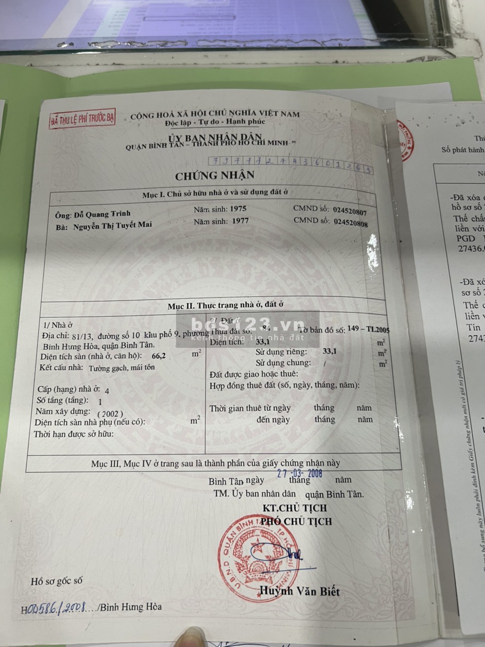 Bán nhà 1 lầu 85/ Đường số 10 Phường Bình Hưng Hòa Quận Bình Tân