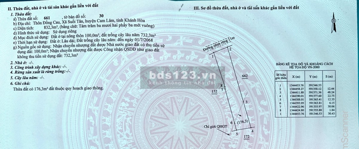 Bán nhanh lô đất chính chủ 2 thửa đẹp vuông tại xã Suối Tân Cam Lâm