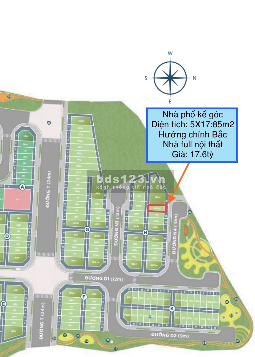 Bán căn biệt thự Verosa Park - Khang Điền, DT 85m², vị trí thoáng mát, FULL nội thất cao cấp