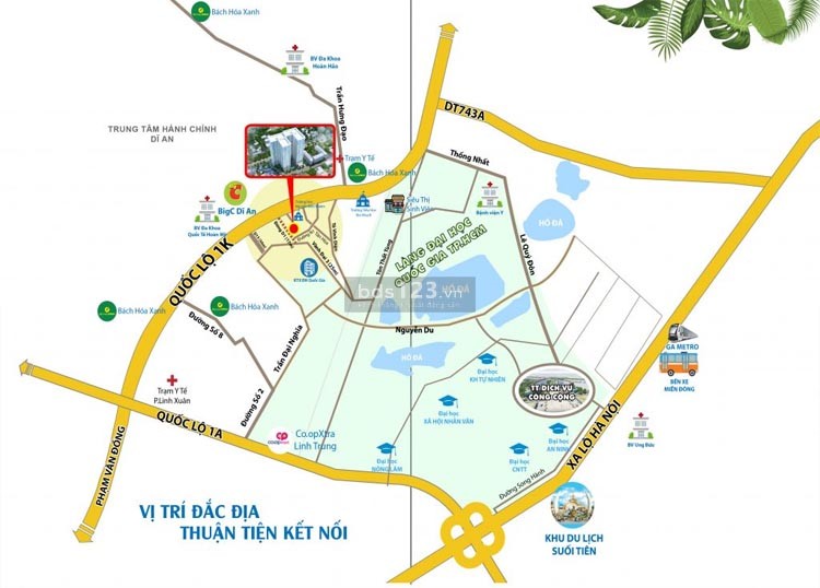 Hoạt động mua bán chung cư Bcons Green View sôi động hơn nhờ vào vị trí thuận tiện
