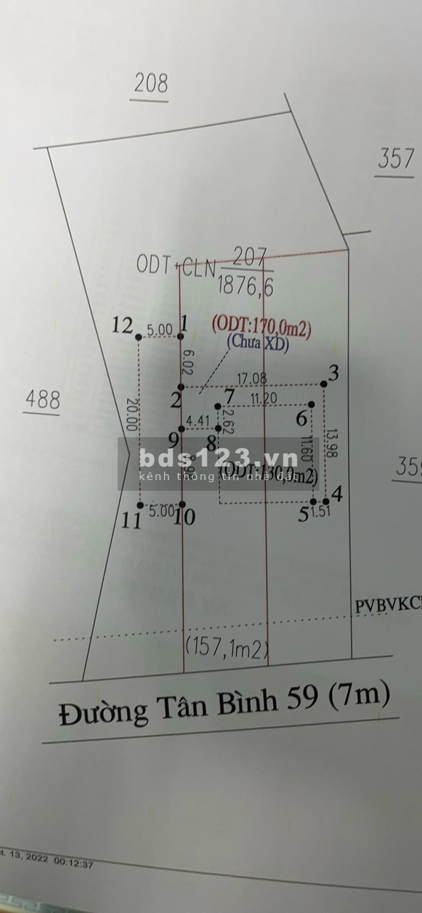 Bán đất thổ cư gần ngay ngã 5 Cổng XanhTân Uyên BD, DT 1868m² SHR, 14.3 tỷ. LH 0975176113