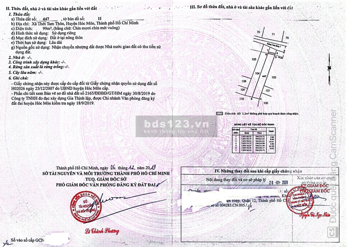 Bán Lô Đất TC 120m2 hẻm xe hơi đường Đặng Thúc Vịnh Hóc Môn
