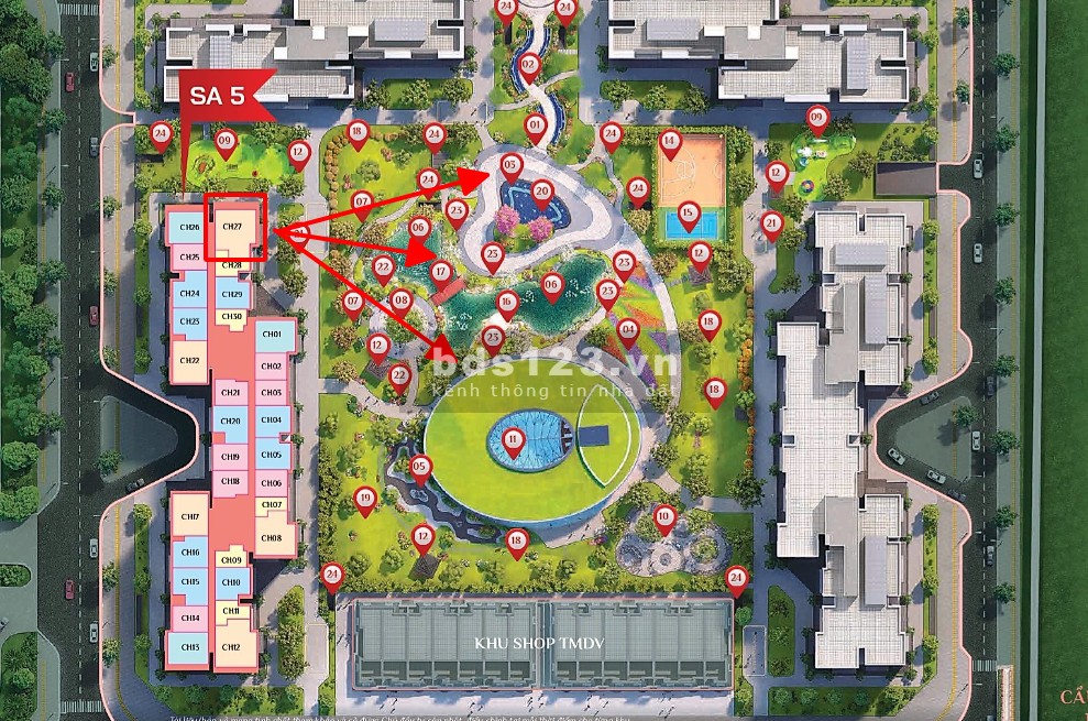 Bán căn hộ 3PN 103m tòa SA5 view nội khu Vinhomes Smart City giá 4.3Tỷ