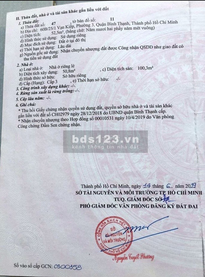 Bán nhà hẻm xe hơi thông Vạn Kiếp, Phường 3, Quận Bình Thạnh
